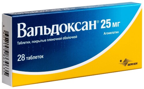Вальдоксан 25 мг 28 шт. таблетки, покрытые пленочной оболочкой