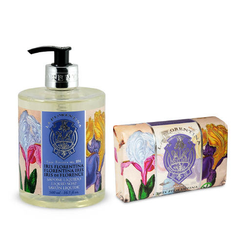 Набор La Florentina Флорентийский ирис: мыло жидкое 500 мл + мыло твердое 200  по выгодной цене!