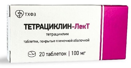 Тетрациклин-лект 100 мг 20 шт. таблетки, покрытые пленочной оболочкой