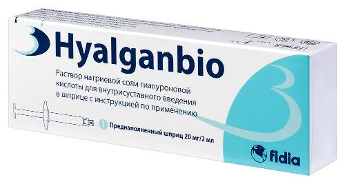 Hyalganbio раствор натриевой соли гиалуроновой кислоты для для внутрисуставного введения 20 мг/2 мл 1 шт. шприц