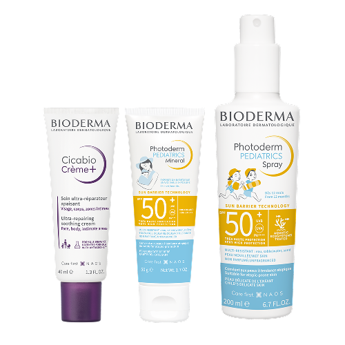 Набор BIODERMA Photoderm спрей солнцезащ дет spf 50+ 200мл + крем солнцезащ дет spf50+ 50мл + Cicabio крем успокаивающ 40мл