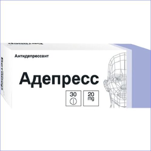 Адепресс 20 мг 30 шт. таблетки, покрытые оболочкой