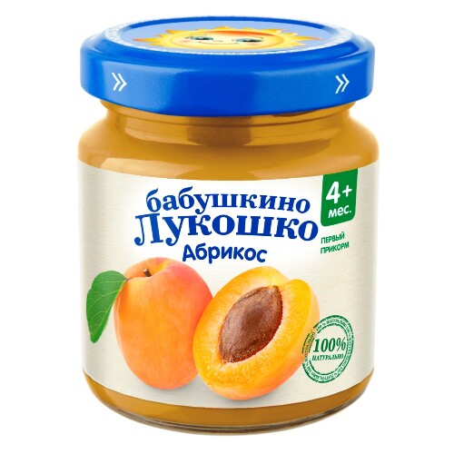Купить Бабушкино лукошко пюре из абрикосов фруктовое гомогенизированное стерилизованное для питания детей раннего возраста 100 гр цена