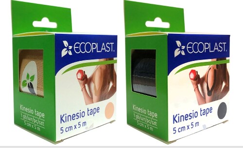 Набор из 2х уп. Ecoplast кинезио тейп 5смх5м: бежевый + черный