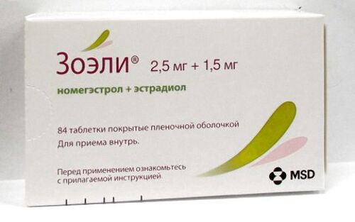 Зоэли 2,5 мг + 1,5 мг 84 шт. таблетки, покрытые пленочной оболочкой