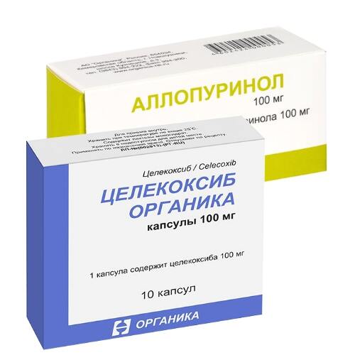 Набор ЦЕЛЕКОКСИБ ОРГАНИКА 0,1 N10 КАПС + АЛЛОПУРИНОЛ 0,1 N50 ТАБЛ /ОРГАНИКА/ со скидкой 13%