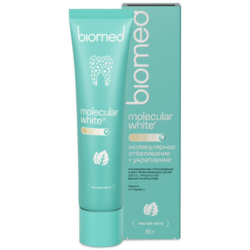 Biomed healthywhite зубная паста защита от кариеса отбеливание и восстановление эмали лесная мята 65 гр