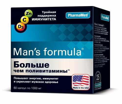 Купить Man s formula больше чем поливитамины 60 шт. капсулы массой 1000 мг цена