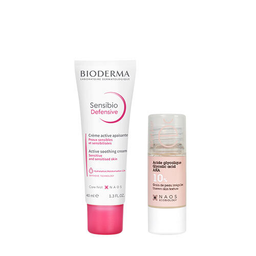 Набор Bioderma Sensibio Легкий крем для чувствительной кожи Defensive 40 мл + Etat pur Сыворотка с гликолевой кислотой 10% 15 мл