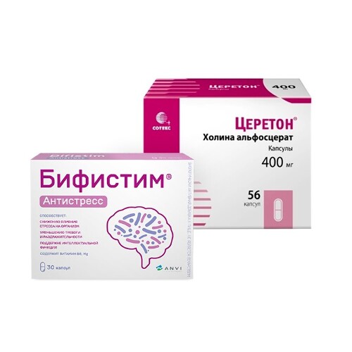 Набор Бифистим Антистресс №30 капс со скидкой 50% + Церетон 400 мг №56 капс