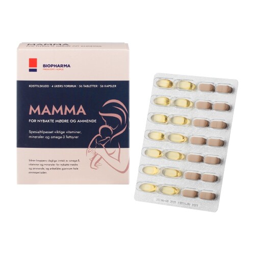Купить Biopharma mamma витаминно-минеральный комплекс с омега-3 для беременных и кормящих 56 шт. таблетки массой 1000 мг+ 56 шт. капсулы массой 750 мг цена