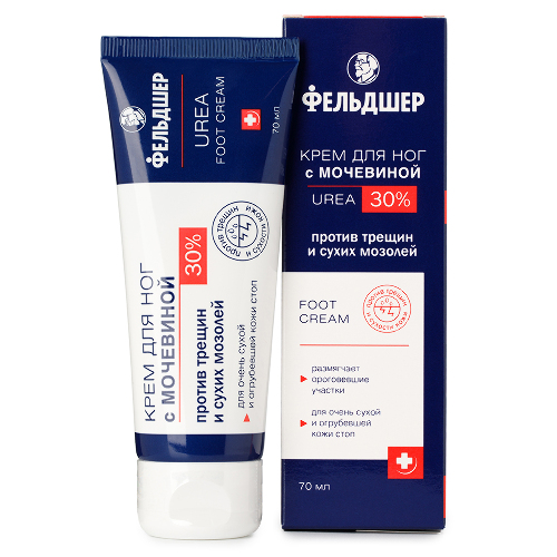 Фельдшер urea крем для ног с мочевиной 30% против трещин и сухих мозолей 70 мл