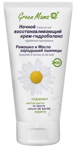 Green mama крем-гидробаланс ромашка и масло зародышей пшеницы ночной восстанавливающий 100 мл
