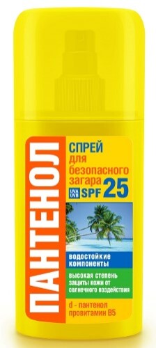 Купить ПАНТЕНОЛ СПРЕЙ ДЛЯ БЕЗОПАСНОГО ЗАГАРА SPF25 95МЛ цена