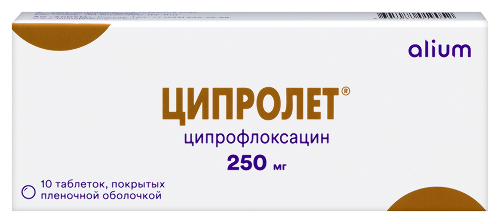 Ципролет 250 мг 10 шт. таблетки, покрытые пленочной оболочкой