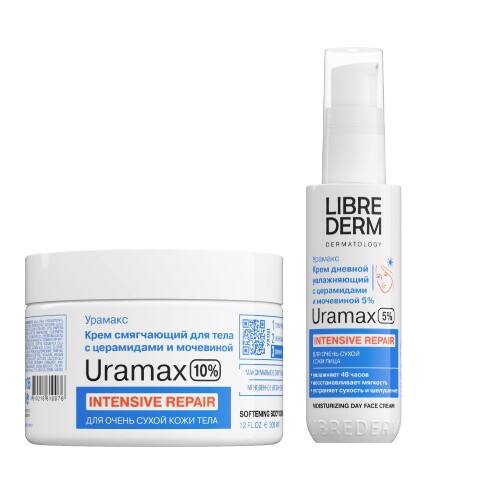 Набор Librederm Uramax крем д/лица дневной увлажн + д/тела смягч с церам и мочевиной
