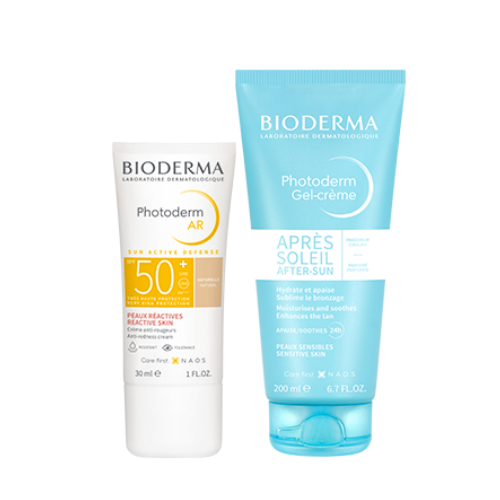 Набор Bioderma Photoderm AR солнцезащитный крем для кожи с покраснениями SPF50+ 30мл + Bioderma Photoderm гель-крем после солнца