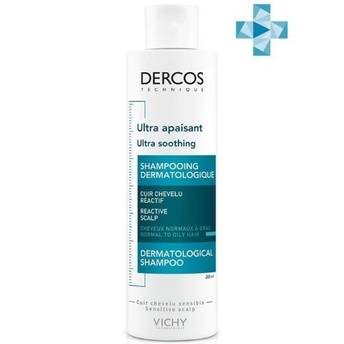 Купить Vichy dercos успокаивающий шампунь-уход для чувствительной кожи головы для нормальных и жирных волос 200 мл цена
