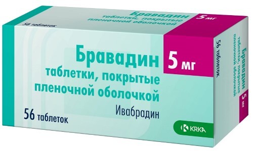 Бравадин 5 мг 56 шт. таблетки, покрытые пленочной оболочкой
