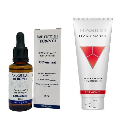 Набор из 2х средств HASICO Масло для ногтей и кутикулы 30 мл + ГЕЛЬ-СМАЗКА FOR WOMEN 100 МЛ