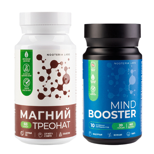 Набор из 1 уп. NOOTERIA LABS МАГНИЯ ТРЕОНАТ N60 КАПС ПО 826МГ +1 уп.NOOTERIA LABS МАИНД БУСТЕР N40 КАПС ПО 520МГ  по специальной