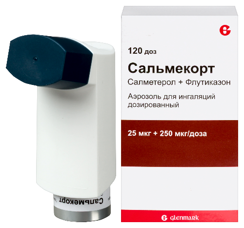 Сальмекорт 25 мкг+250 мкг/доза 120 доз аэрозоль для ингаляций дозированный