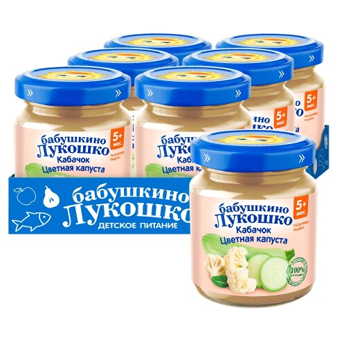 Бабушкино лукошко пюре из кабачков и цветной капусты для детского питания 100 гр