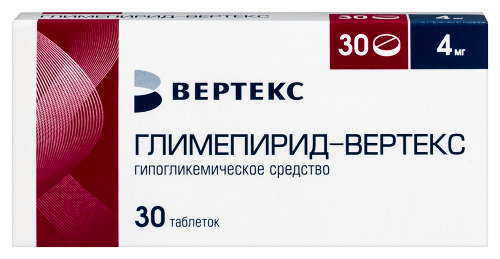 Глимепирид-вертекс 4 мг 30 шт. блистер таблетки