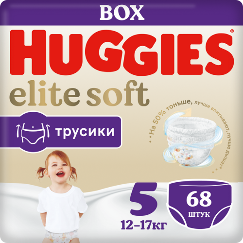 Купить HUGGIES ТРУСИКИ-ПОДГУЗНИКИ ELITE SOFT РАЗМЕР 5 12-17КГ N68 цена