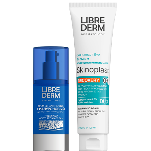 Набор ЛИБРИДЕРМ: крем для лица гиалуроновый + восстанавливающий бальзам 100мл