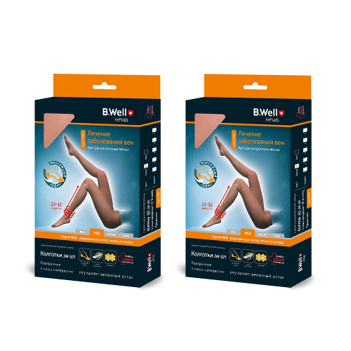 Набор из 2-х уп. КОЛГОТКИ MED JW-321 КОМПРЕССИОННЫЕ ПРОЗРАЧНЫЕ 22-32 ММ РТ СТ/2 КЛАСС/РАЗМЕР 4/NATURAL