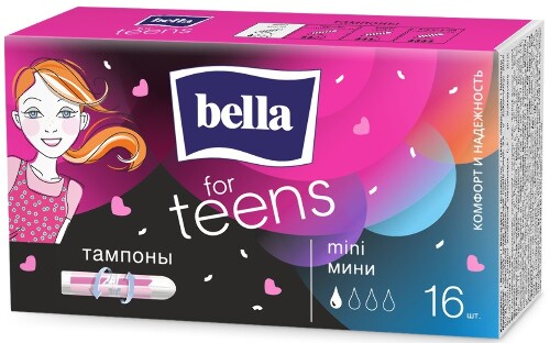 Bella for teens тампоны женские гигиенические комфорт и надежность mini 16 шт.