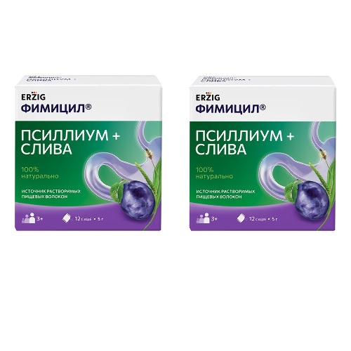 Набор 1+1 ФИМИЦИЛ псиллиум + слива  №12 саше-пакетов из 2 уп со скидкой