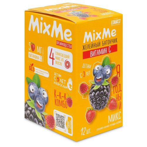 Купить MIXME ВИТАМИН С ЖЕЛЕЙНЫЙ БАТОНЧИК N12 СТИК БАТОНЧИК ЖЕЛЕЙНЫЙ МАССОЙ 13,1Г цена