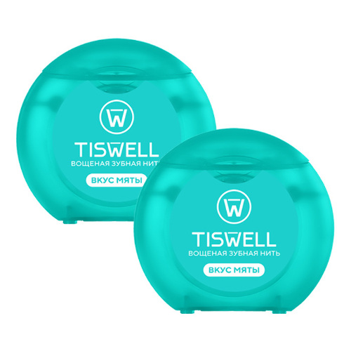 Набор из 2уп TISWELL ЗУБНАЯ НИТЬ ВОЩЕНАЯ С МЯТНЫМ ВКУСОМ 50М