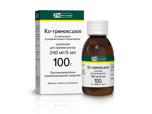 Купить Ко-тримоксазол 0,24/5 мл флакон суспензия для приема внутрь 100 гр исполнение мерная ложка цена