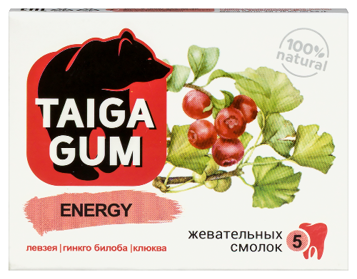 Taiga gum смолка жевательная energy из смолы лиственницы сибирской с пчелиным воском дражированная в растительной пудре 5 шт.