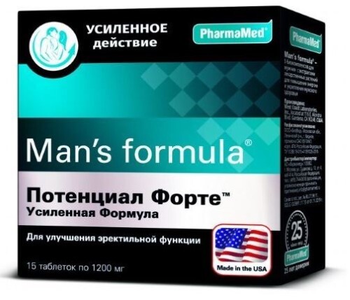 Купить Мен-с формула потенциал форте усиленная формула 15 шт. таблетки массой 1200 мг цена