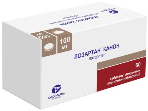 Купить Лозартан канон 100 мг 60 шт. таблетки, покрытые пленочной оболочкой цена