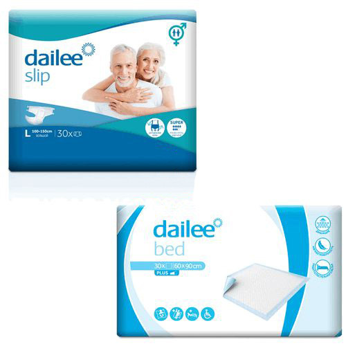 Набор Подгузники для взрослых DAILEE размер L 30 штук + Пелёнки DAILEE 30 штук 60х90 см