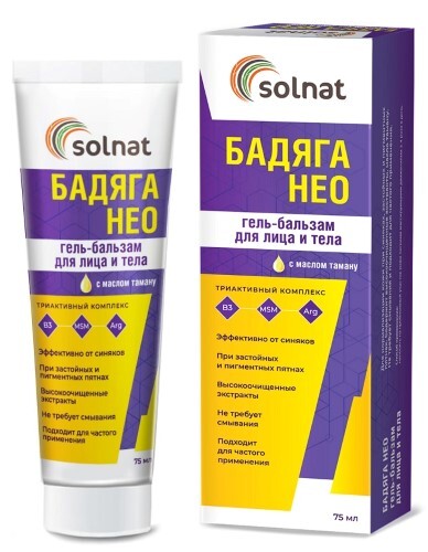 Solnat гель-бальзам для лица и тела бадяга нео 75 мл
