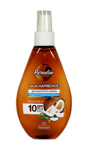 Купить Floresan масло для быстрого загара "карибское" spf 10 160 мл цена