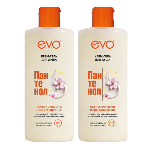 Набор EVO Крем-гель для душа Пантенол 400мл из 2-х упаковок со скидкой