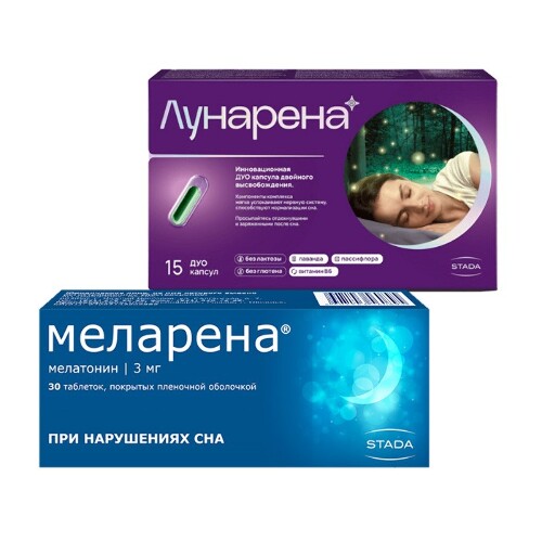 Набор для здорового сна Меларена 3 мг №30 и Лунарена капс. №15 со ...