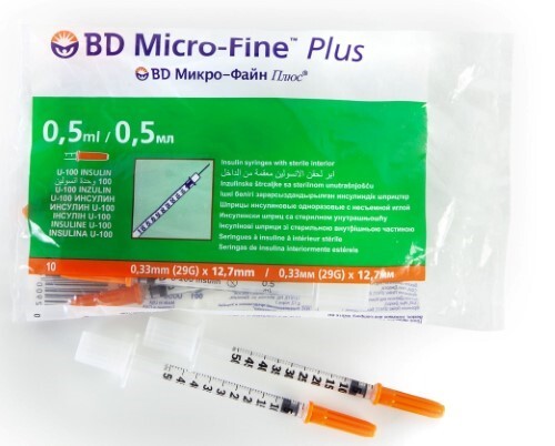 Купить Шприц инсулиновый 100 МЕ/0,5 мл с интегрированной иглой 29g 10 шт./ bd/ цена