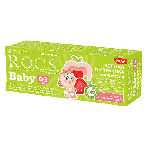 Rocs зубная паста baby нежный уход яблоко-клубника 45 гр