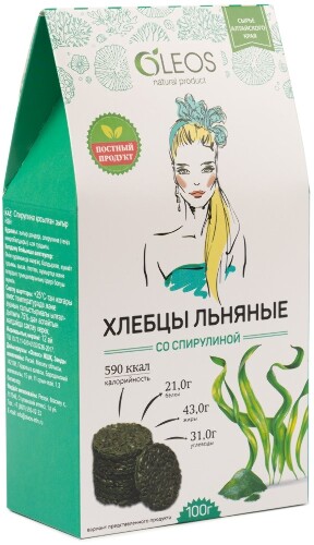 Хлебцы льняные со спирулиной 100 гр