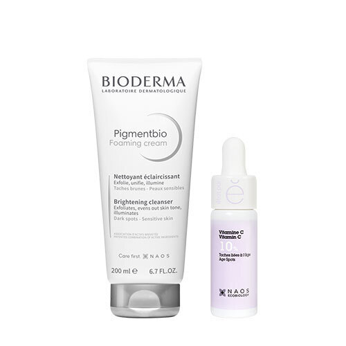 Набор Bioderma Pigmentbio Осветляющий и очищающий крем 200мл + Etat Pur Сыворотка с витамином С 10% 15 мл