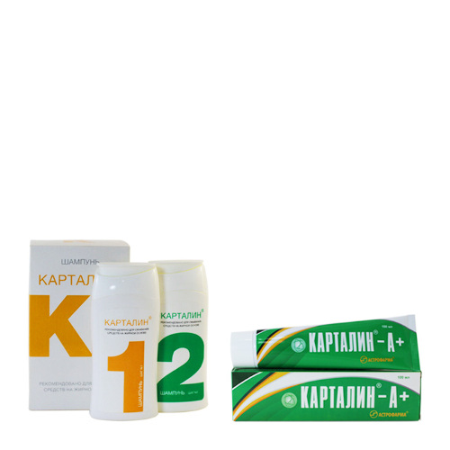 Набор Карталин 2 шампуня /шаг 1 + шаг 2/ + Карталин-А+ крем косметический 100мл - со скидкой