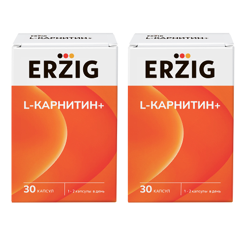 Набор 1+1 Erzig L-карнитин №30 из 2 уп со скидкой